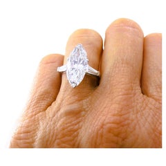 Van Cleef & Arpels Marquise Diamond Platinum Ring GIA 5.11-carat D VVS2 VCA