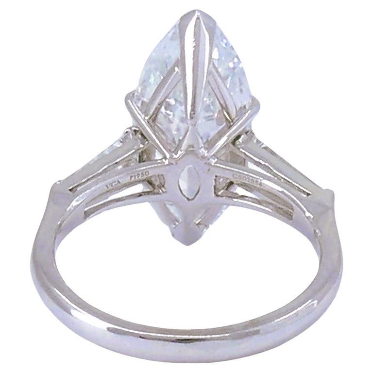 Van Cleef & Arpels Marquise Diamond Platinum Ring GIA 5.11-carat D VVS2 VCA For Sale 2