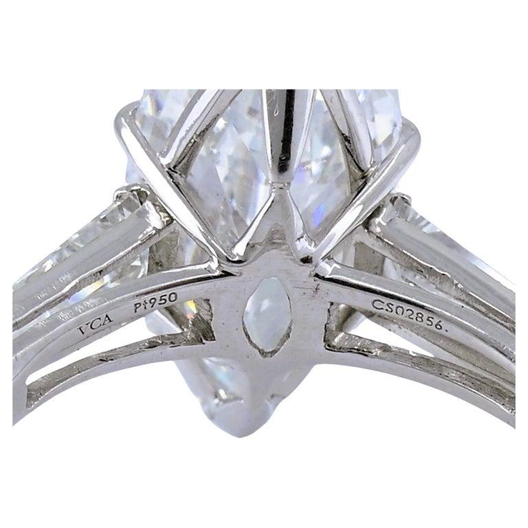 Van Cleef & Arpels Marquise Diamond Platinum Ring GIA 5.11-carat D VVS2 VCA For Sale 3