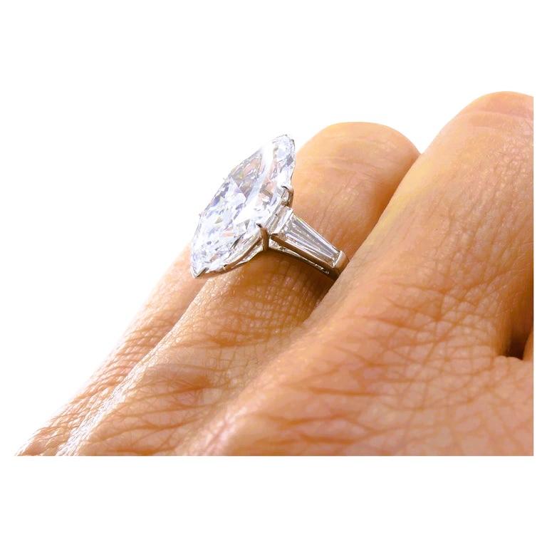 Van Cleef & Arpels Marquise Diamond Platinum Ring GIA 5.11-carat D VVS2 VCA For Sale 5