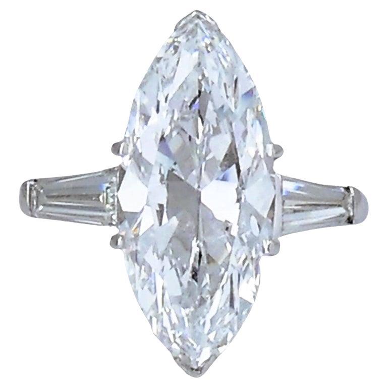 Van Cleef & Arpels Marquise Diamond Platinum Ring GIA 5.11-carat D VVS2 VCA