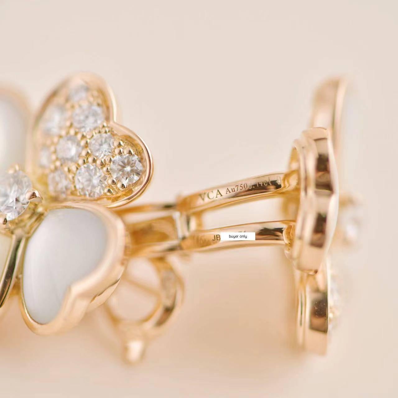 Women's or Men's Van Cleef & Arpels Medium Cosmos Diamond Mother Of Pearl Earrings For Sale