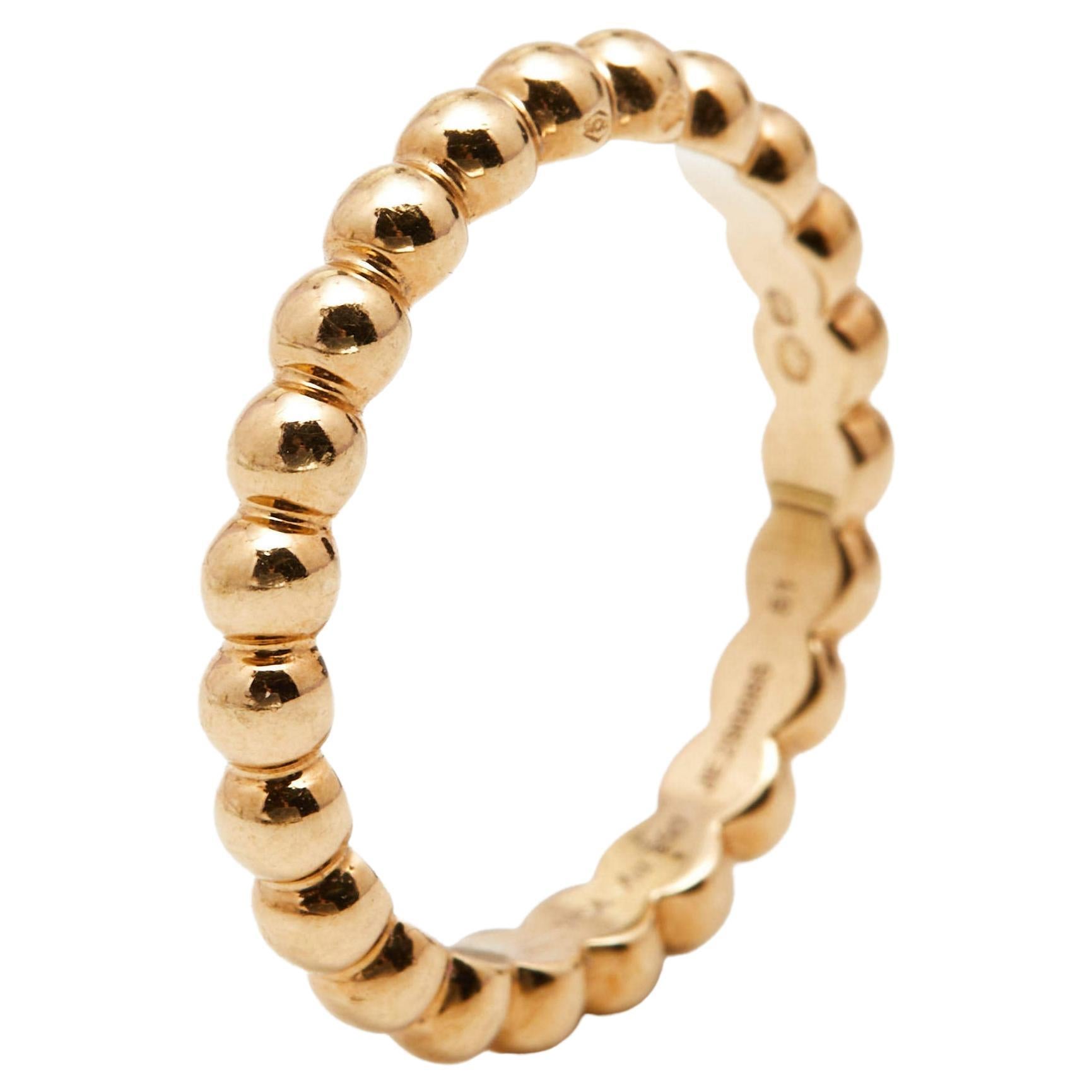 Van Cleef & Arpels Medium Perlée Pearls 18k Yellow Gold Ring Size 51