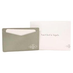 Van Cleef & Arpels Metallic Sage Green Leather Card Holder