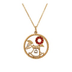 Van Cleef & Arpels Midcentury Diamond Ruby Gold Rocking Horse Charm Pendant
