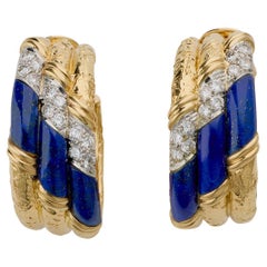 Van Cleef & Arpels, créoles du milieu du siècle dernier en lapis et diamants
