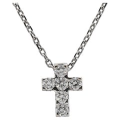 Van Cleef & Arpels Mini pendentif croix diamantée en or blanc 18k