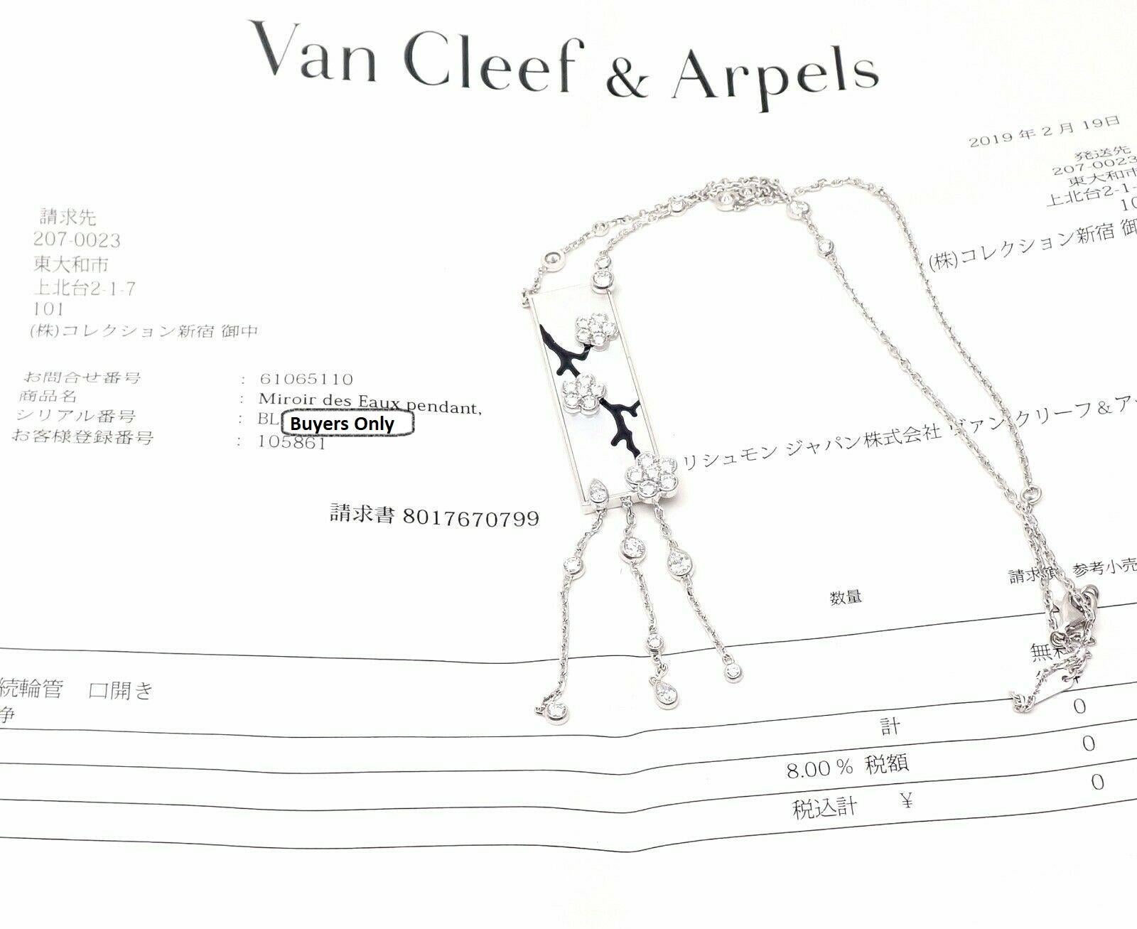 Van Cleef & Arpels Miroir Des Eaux Diamond Mother of Pearl White Gold Necklace For Sale 7