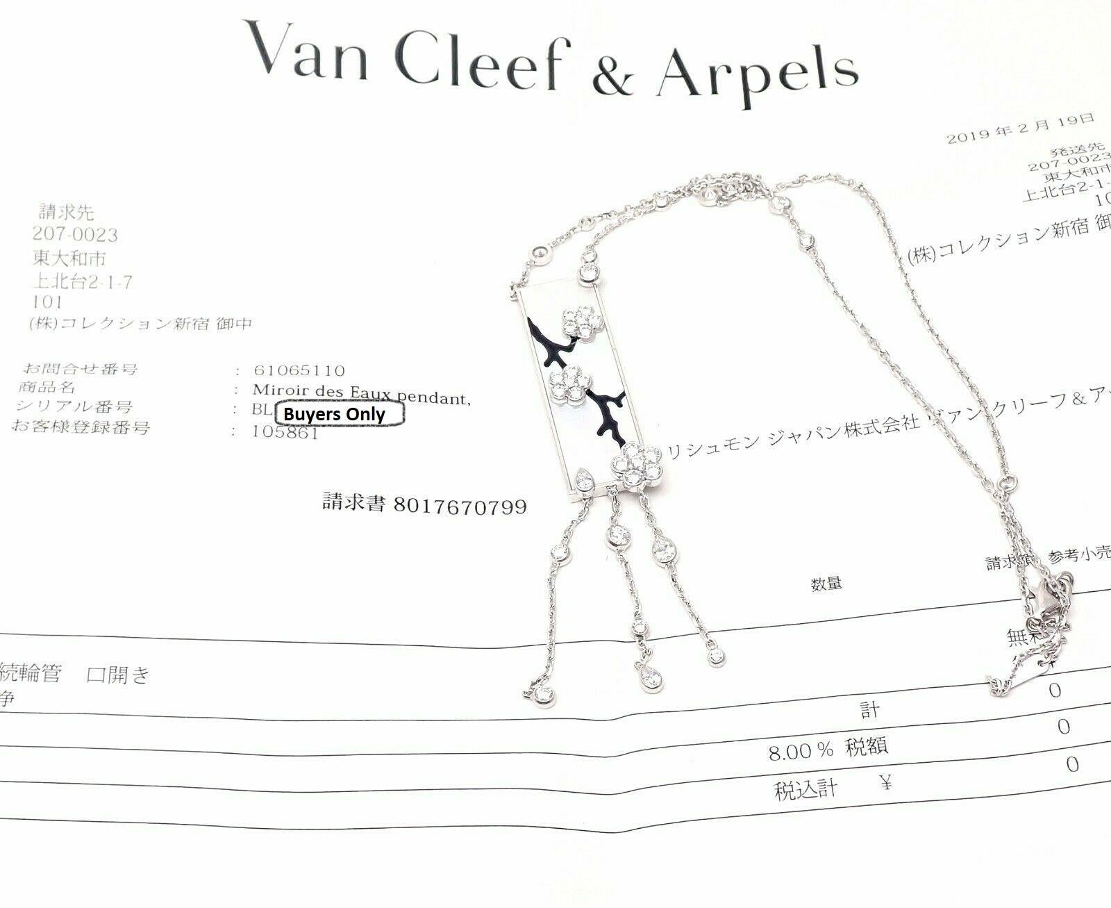 Van Cleef & Arpels Miroir Des Eaux Diamond Mother of Pearl White Gold Necklace For Sale 6