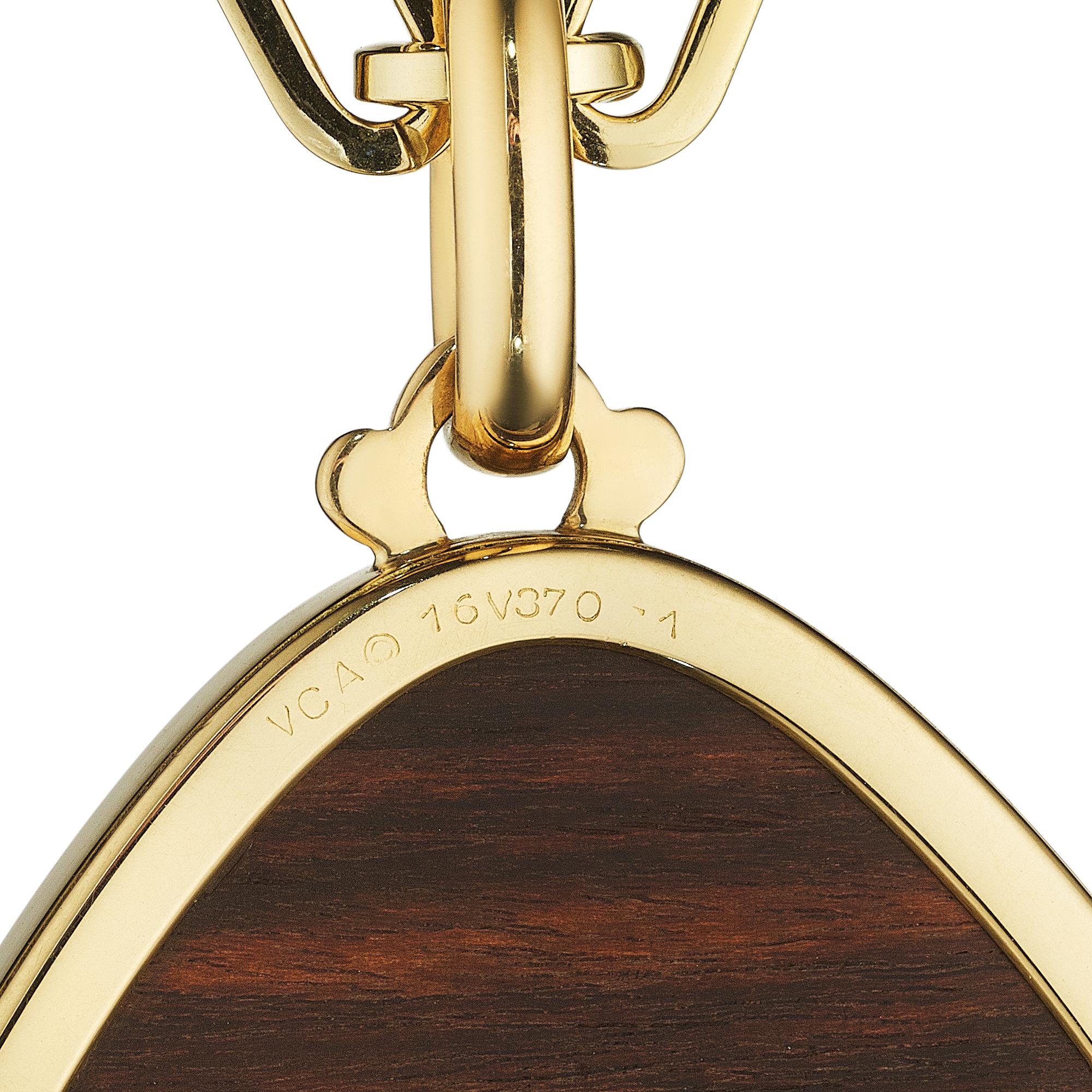 Van Cleef & Arpels Modernist Gold Rosewood Pendant In Excellent Condition In Greenwich, CT