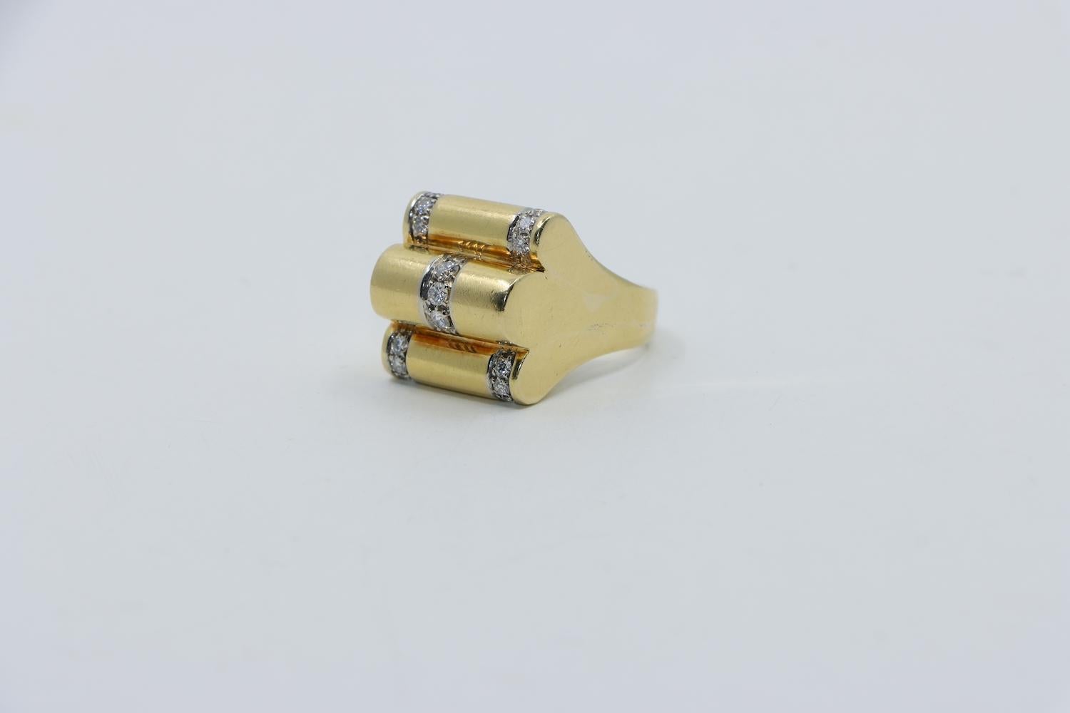 Van Cleef & Arpels Modernist Vintage 18K Gold Diamond Ring For Sale 1