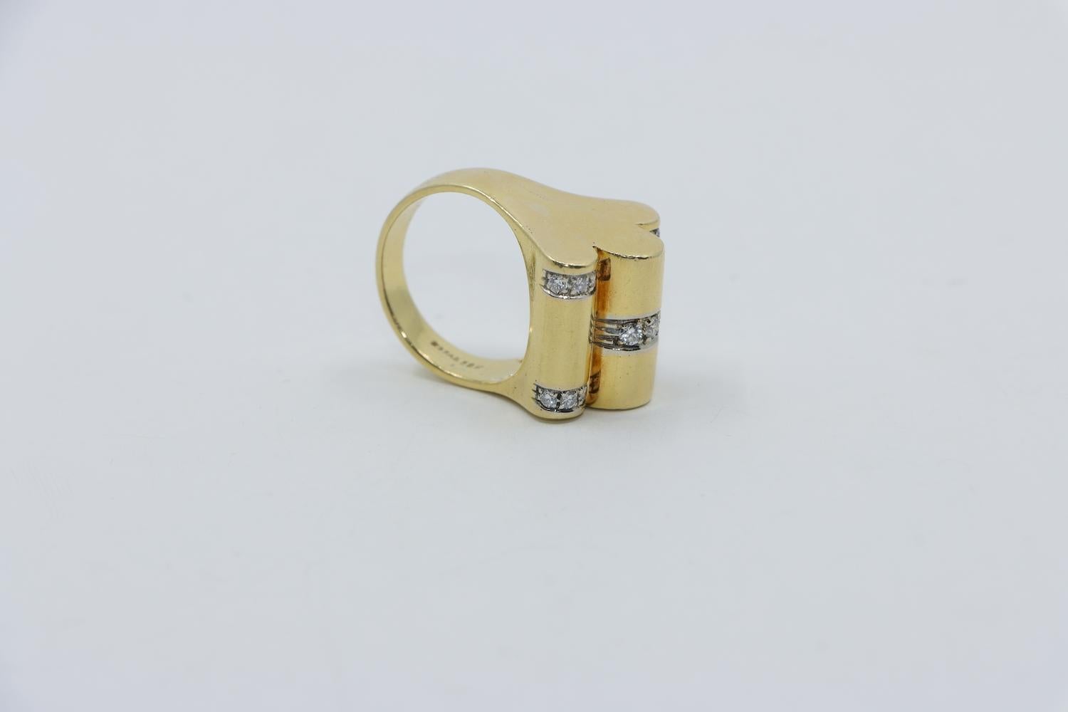 Van Cleef & Arpels Modernist Vintage 18K Gold Diamond Ring For Sale 5