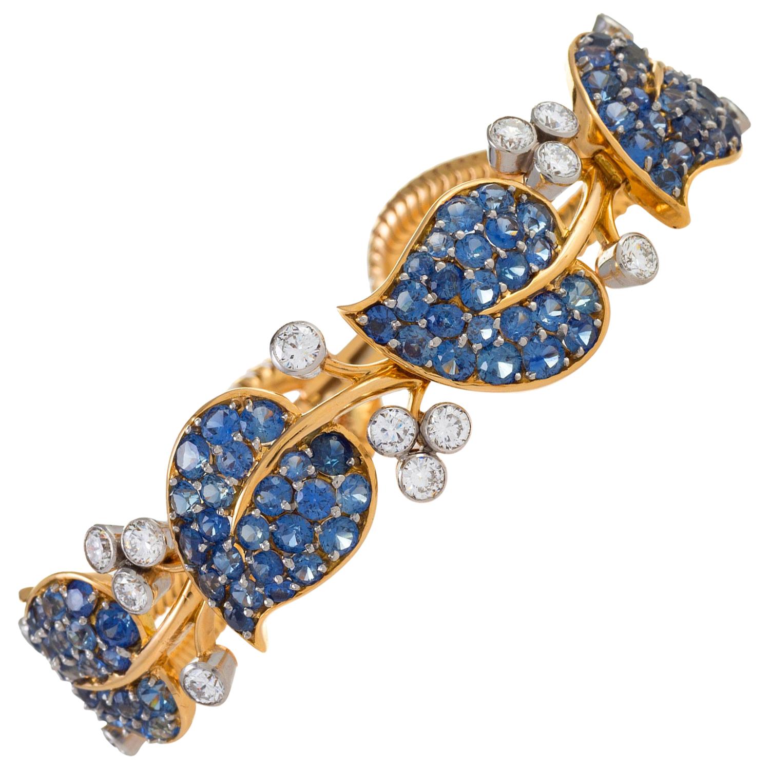 Van Cleef & Arpels Montana Sapphire and Diamond Leaf Bracelet
