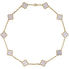 Van Cleef & Arpels Mother of Pearl 10 Motif Vintage Alhambra Necklace