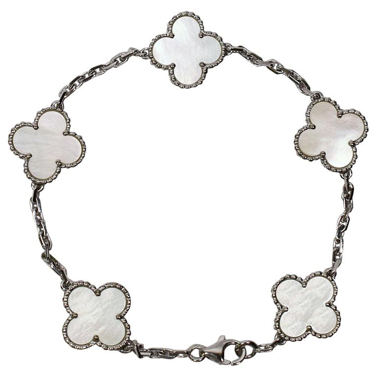 Van cleef and arpels white gold bracelet clearance