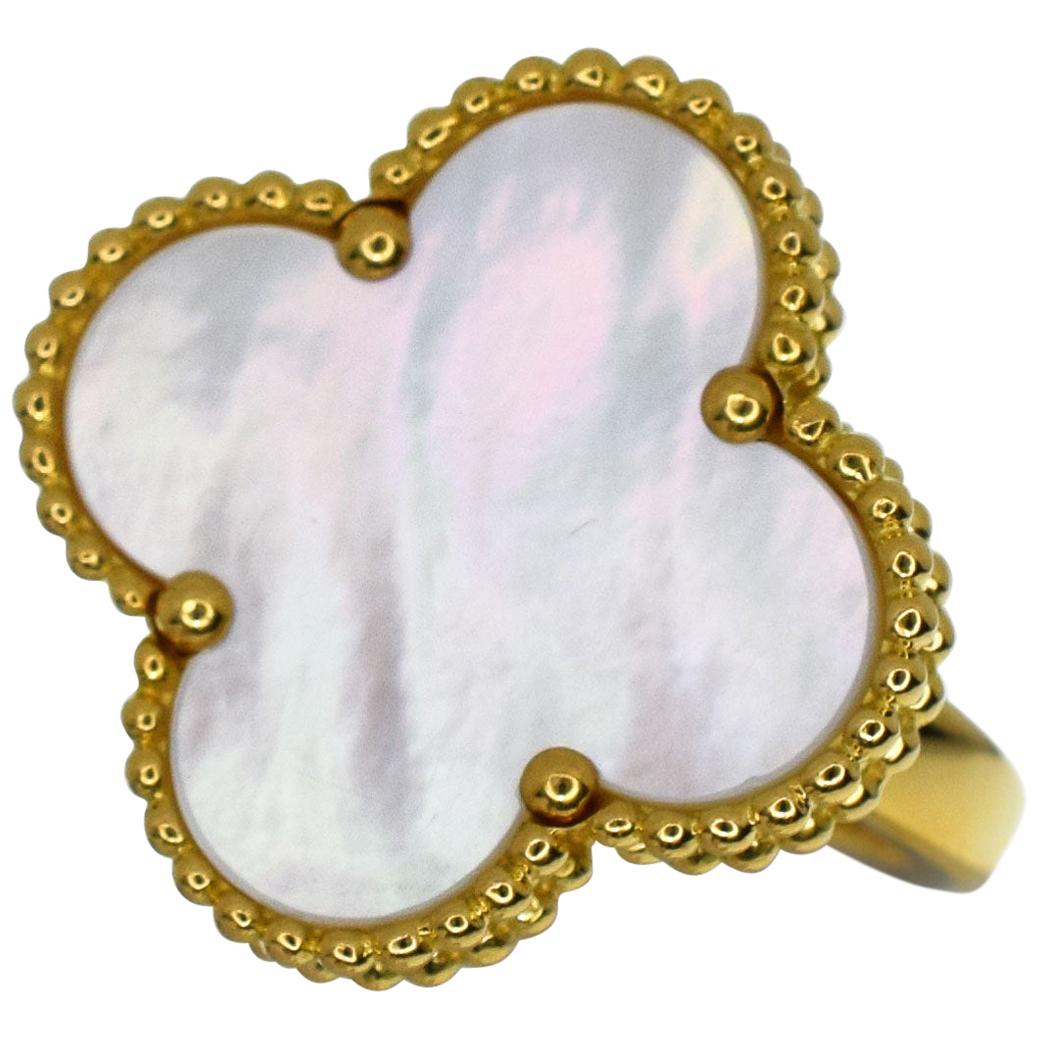  Van Cleef & Arpels Mother of Pearl 18 Karat Yellow Gold Magic Alhambra Ring