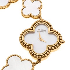 Van Cleef & Arpels Mother Of Pearl 18K Yellow Gold Vintage Alhambra Women's Brac