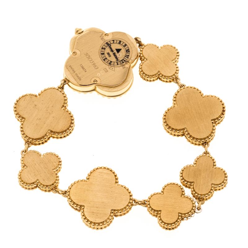 Van Cleef & Arpels Mother Of Pearl 18K Yellow Gold Vintage Alhambra Women's Brac 1