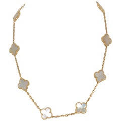 Van Cleef & Arpels Mother of Pearl Alhambra Necklace 10 Clover Motifs