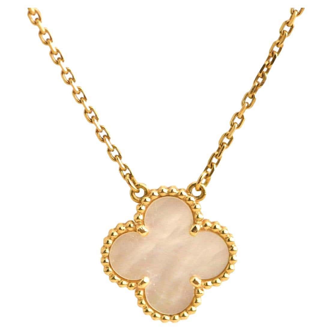 Van Cleef and Arpels Mother of Pearl Alhambra Pendant at 1stDibs
