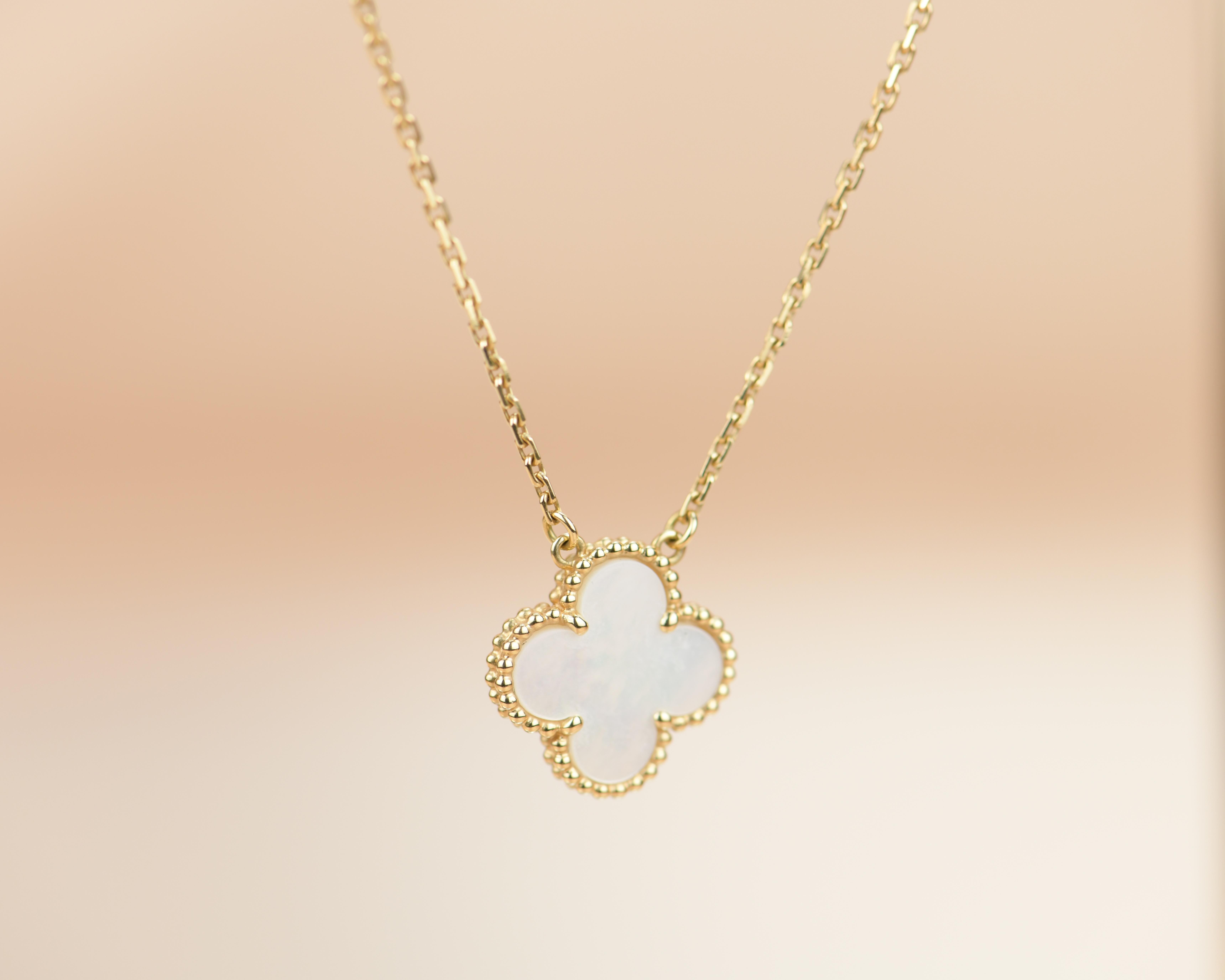 Van Cleef & Arpels Mother of Pearl Alhambra Pendant Necklace 3