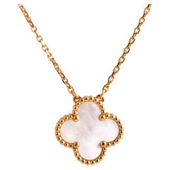 Van Cleef & Arpels Mother of Pearl Alhambra Yellow Gold Pendant