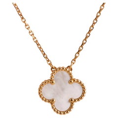 Van Cleef & Arpels Mother of Pearl Alhambra Yellow Gold Pendant