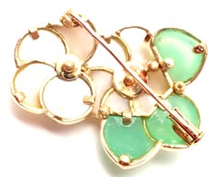 Van Cleef & Arpels Mother of Pearl Chrysoprase Diamond Yellow Gold Flower Brooch
