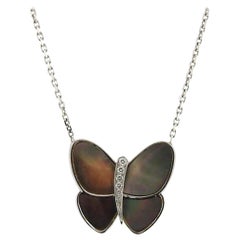 Van Cleef & Arpels Mother of Pearl Diamond Gold Butterfly Necklace