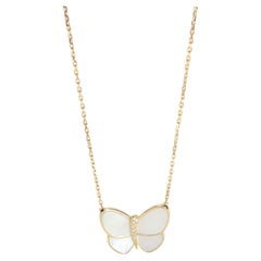 Van Cleef & Arpels Mother of Pearl Diamond Pendant in 18K Yellow Butterfly Gold