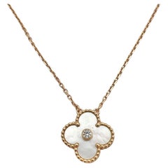 Van Cleef & Arpels Mother-of-Pearl Diamond Retro Alhambra Pendant