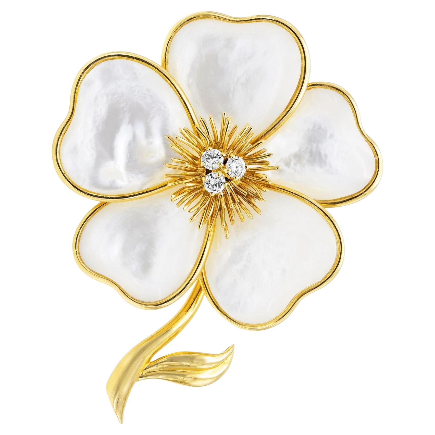 Van Cleef & Arpels Mother of Pearl Flower Brooch