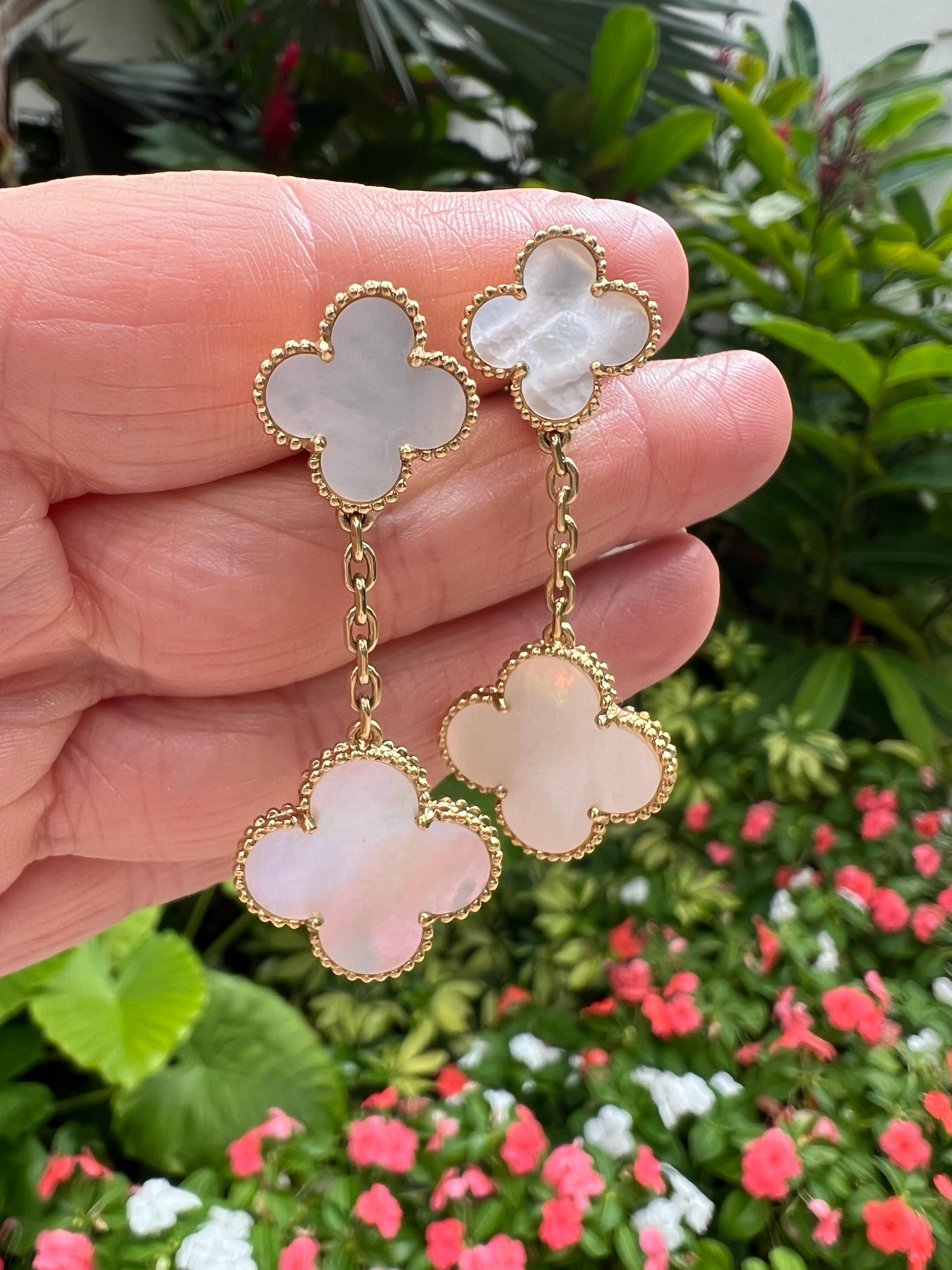 Women's Van Cleef & Arpels Mother-of-Pearl Magic Alhambra Drop Earrings