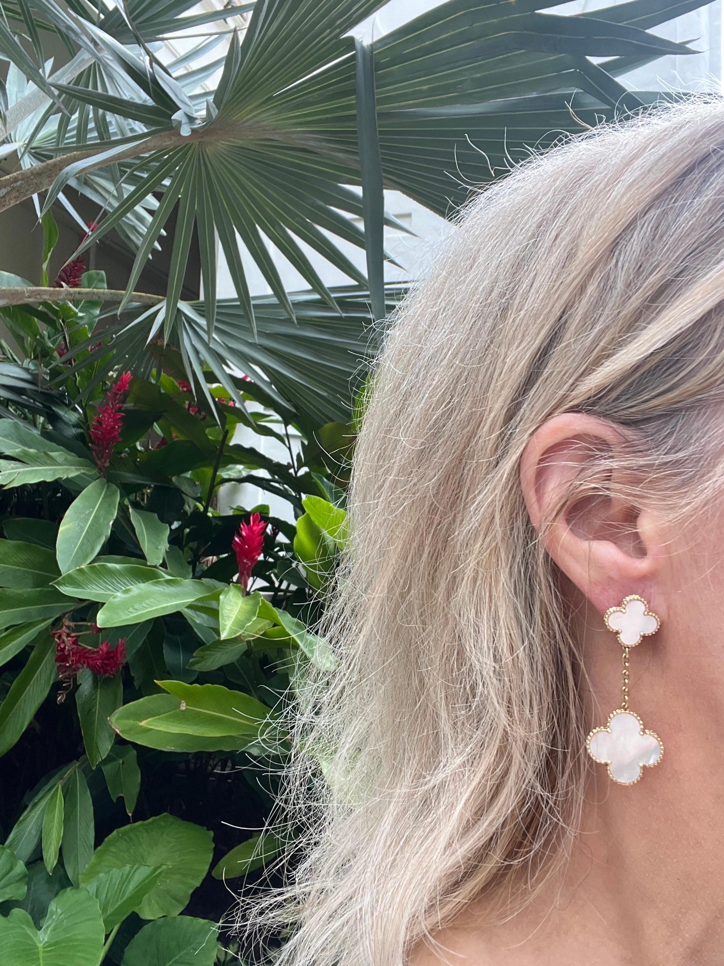 Van Cleef & Arpels Mother-of-Pearl Magic Alhambra Drop Earrings 2
