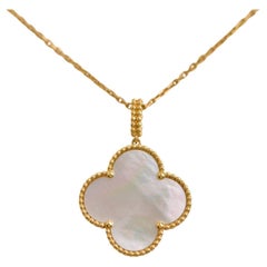 Van Cleef & Arpels Mother of Pearl Magic Alhambra Yellow Gold Pendant Necklace