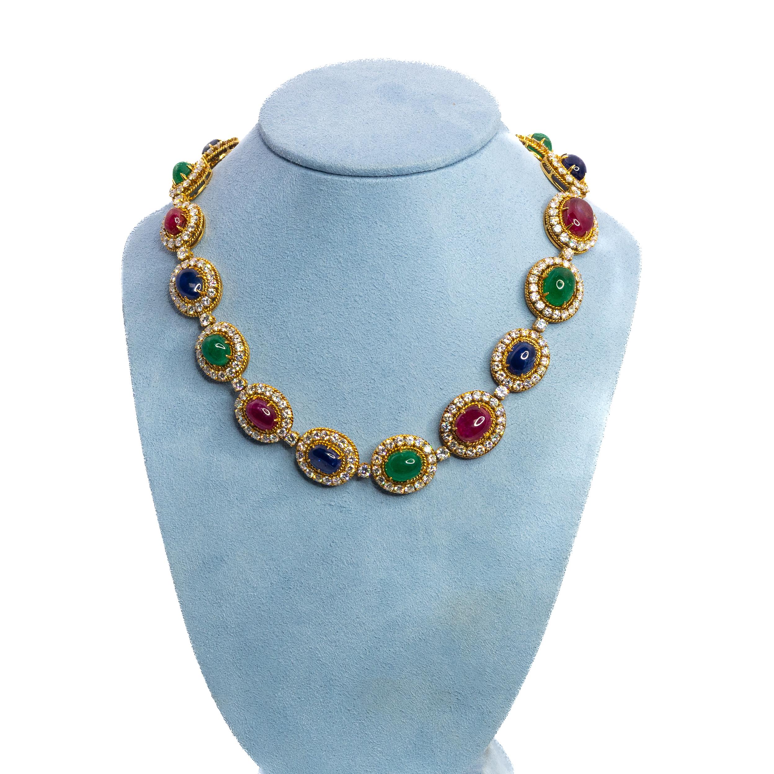 Van Cleef and Arpels Multigem Necklace and Bracelet Set

This resplendent set of Van Cleef & Arpels multi-gem 'Médaillon' jewelry exudes timeless elegance and opulence. Comprising a necklace and bracelet crafted in 18k yellow this 1989 creation