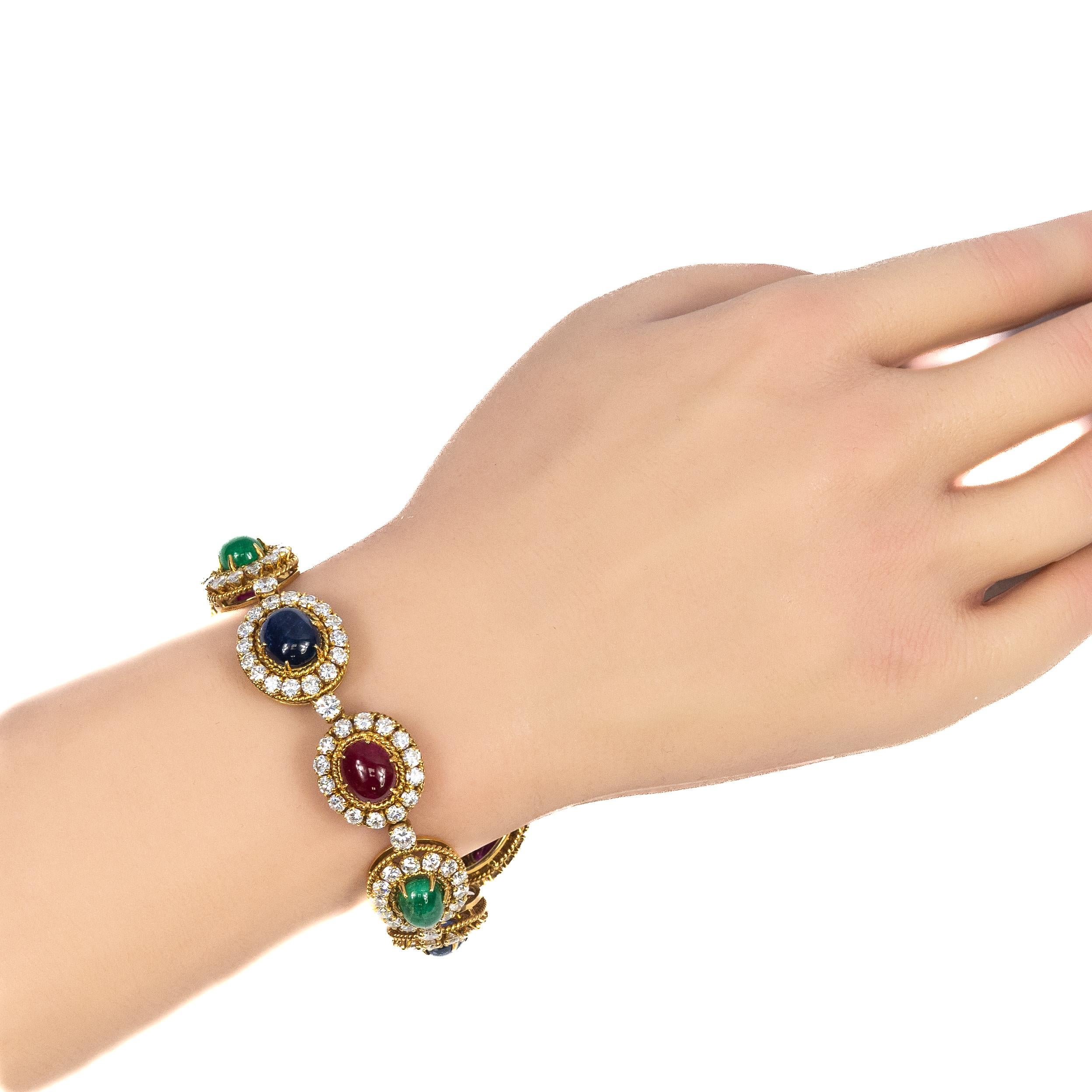 Van Cleef & Arpels Multi Gem Cabochon and Diamond Necklace and Bracelet Set Bon état - En vente à New York, NY