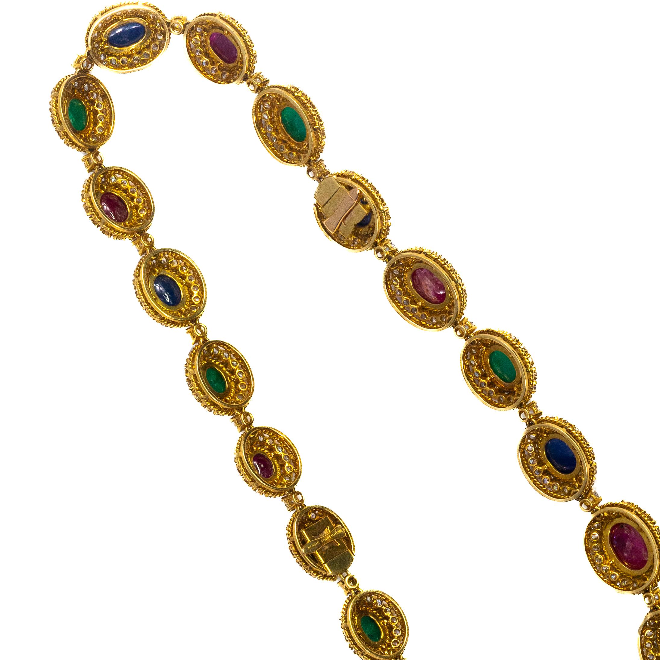 Van Cleef & Arpels Multi Gem Cabochon and Diamond Necklace and Bracelet Set Pour femmes en vente