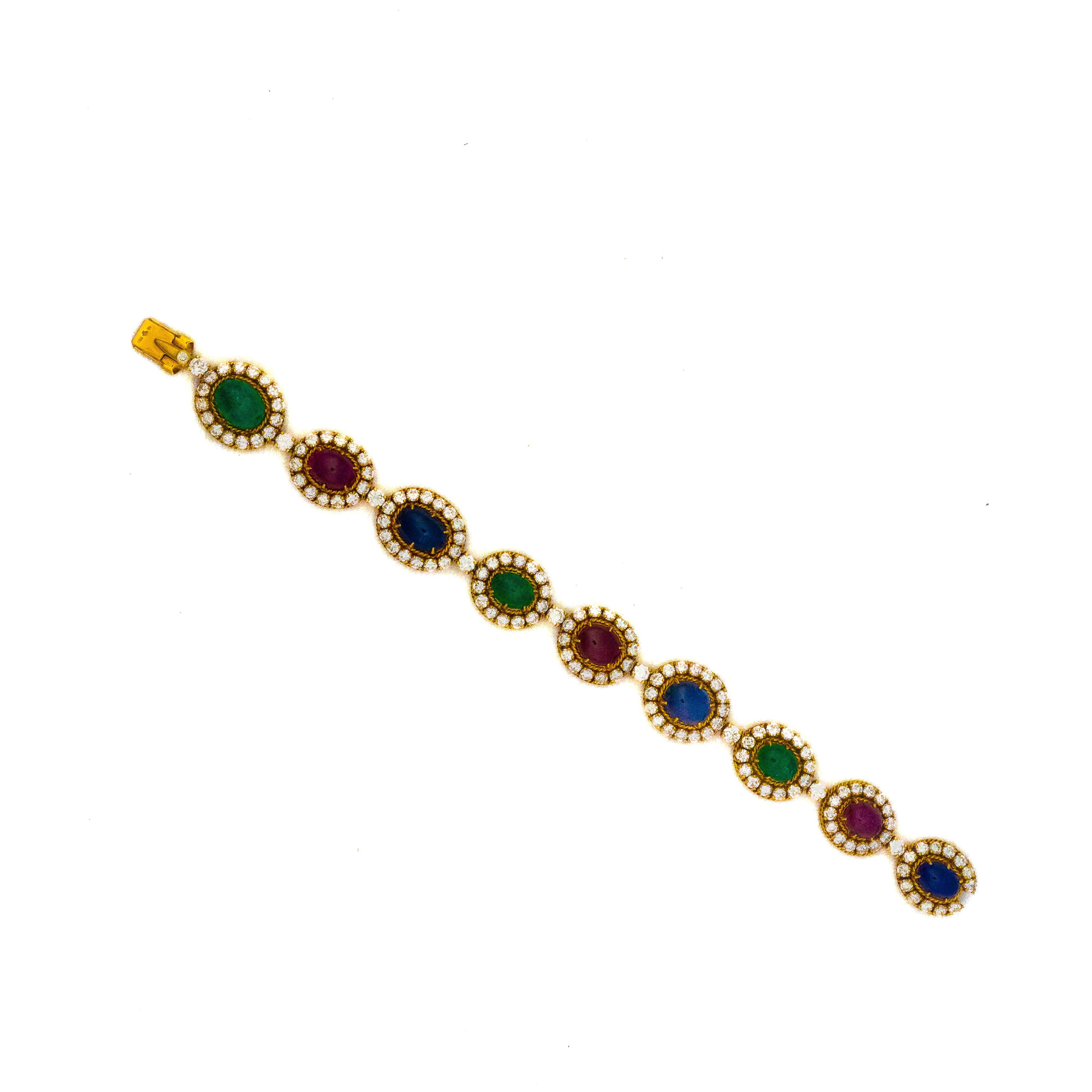 Van Cleef & Arpels Multi Gem Cabochon and Diamond Necklace and Bracelet Set en vente 1