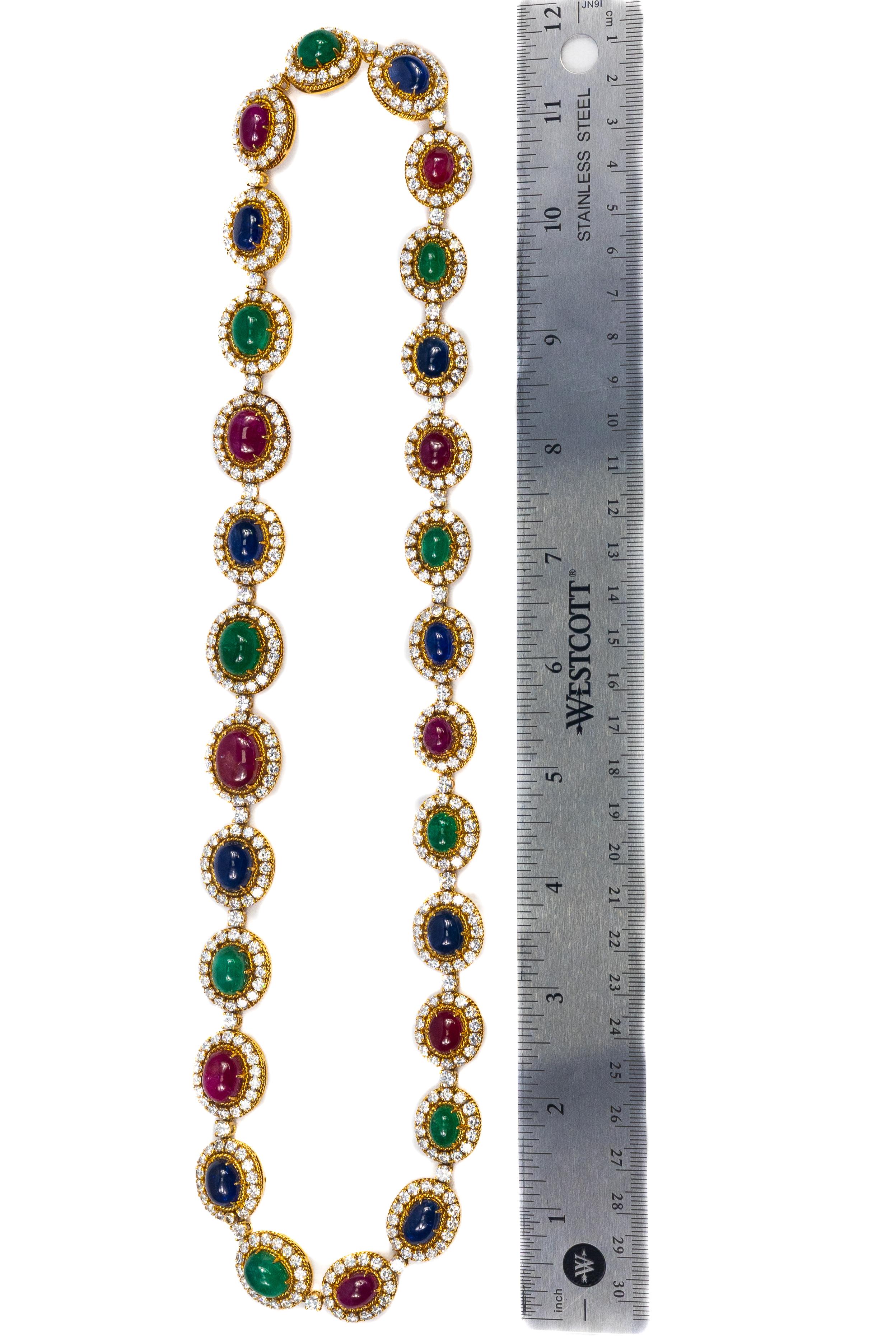 Van Cleef & Arpels Multi Gem Cabochon and Diamond Necklace and Bracelet Set en vente 2