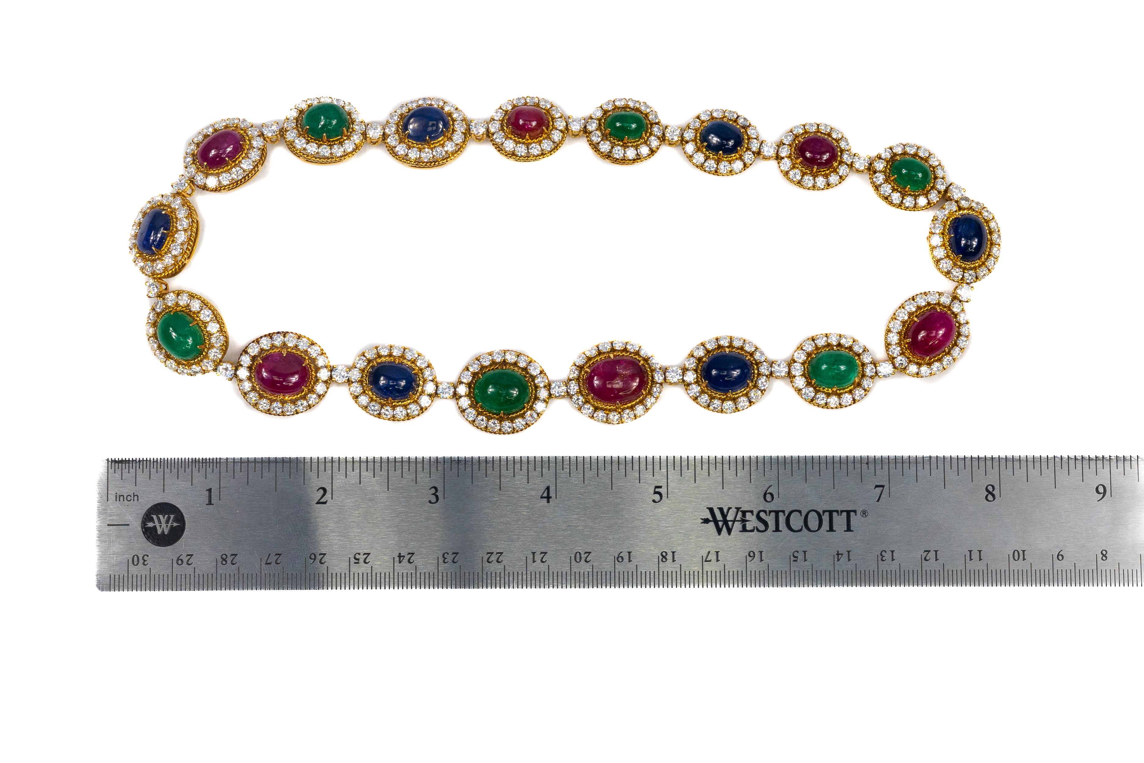 Van Cleef & Arpels Multi Gem Cabochon and Diamond Necklace and Bracelet Set en vente 3