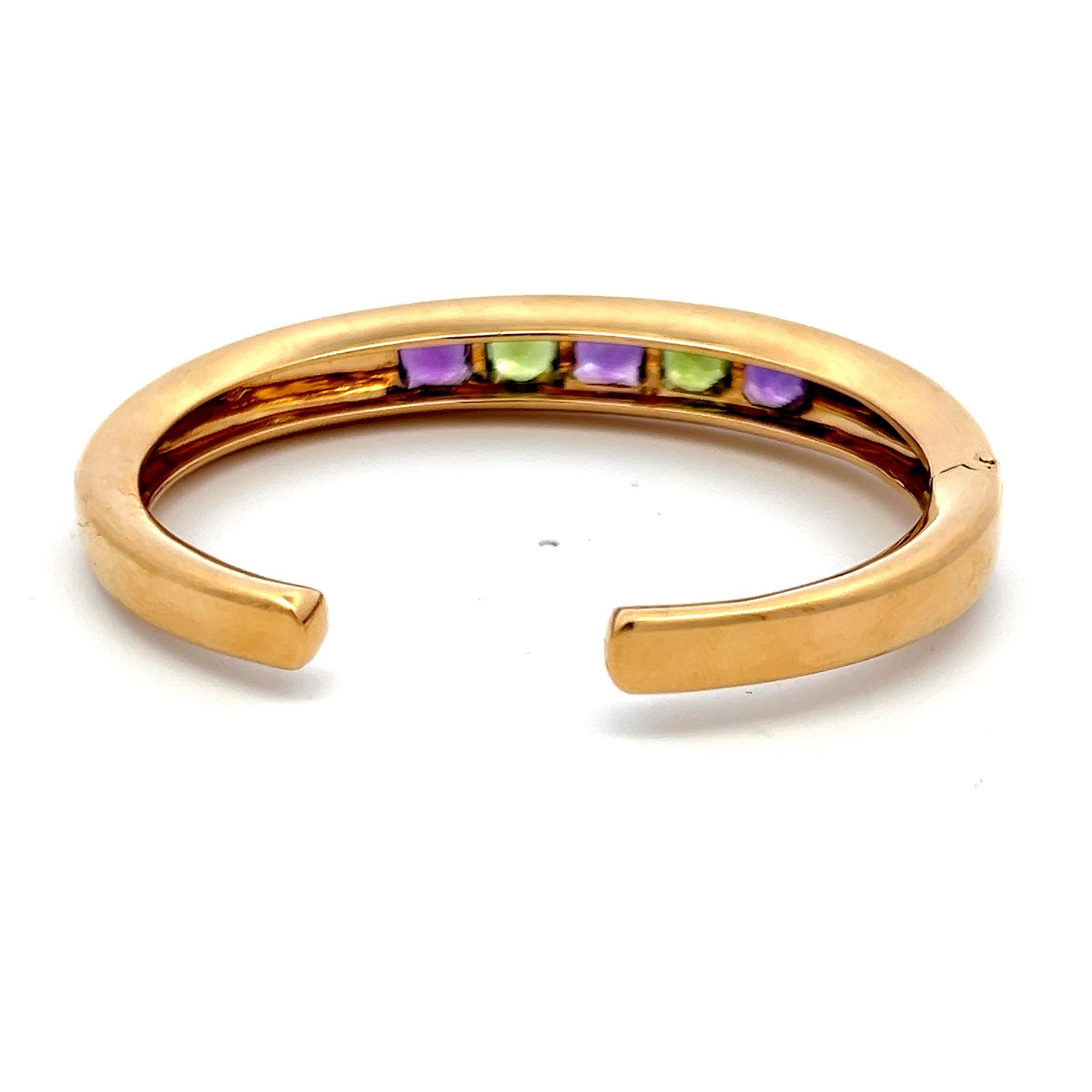 Bracelet manchette en or jaune 18K serti de multiples pierres précieuses taille coussin en vente 12