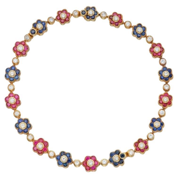 Van Cleef & Arpels Multi Gem & Diamond Floral Necklace 