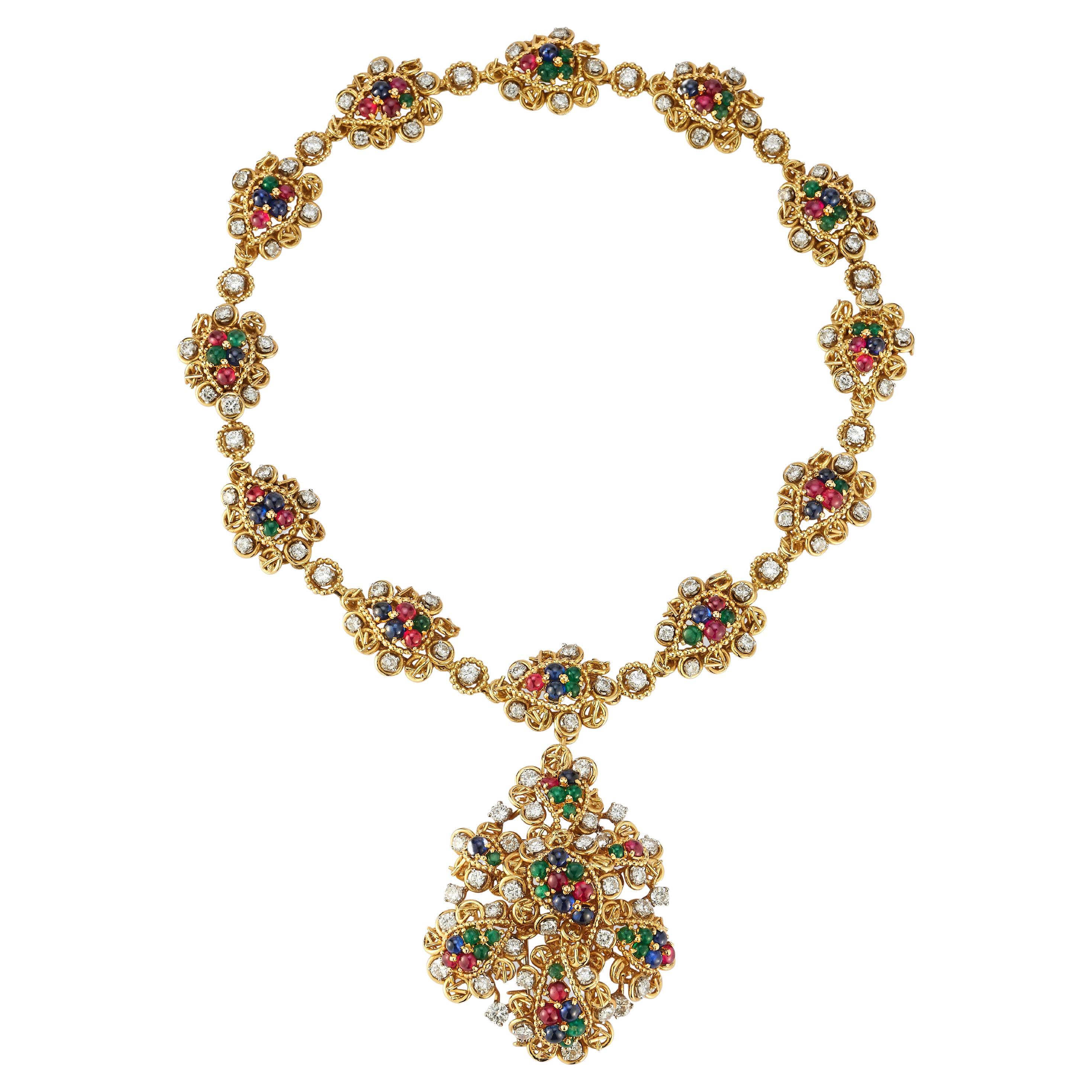 Van Cleef & Arpels - Collier à pendentifs multi-gemmes en vente