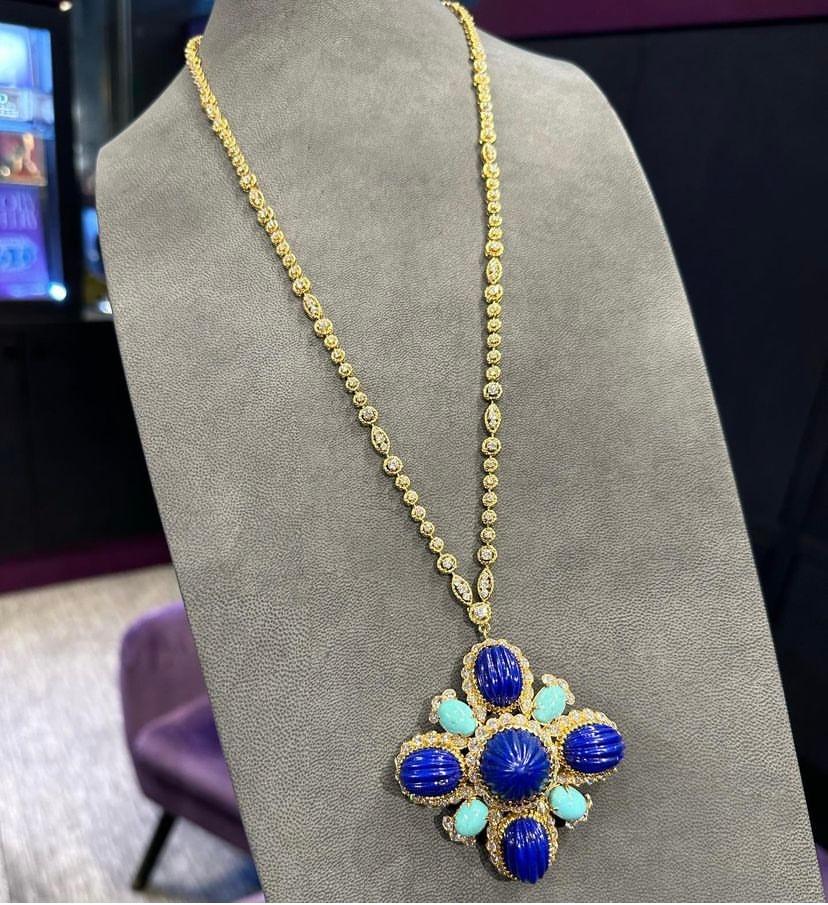 Van Cleef & Arpels Multi Gem Sautoir Pendant Necklace In Excellent Condition For Sale In New York, NY