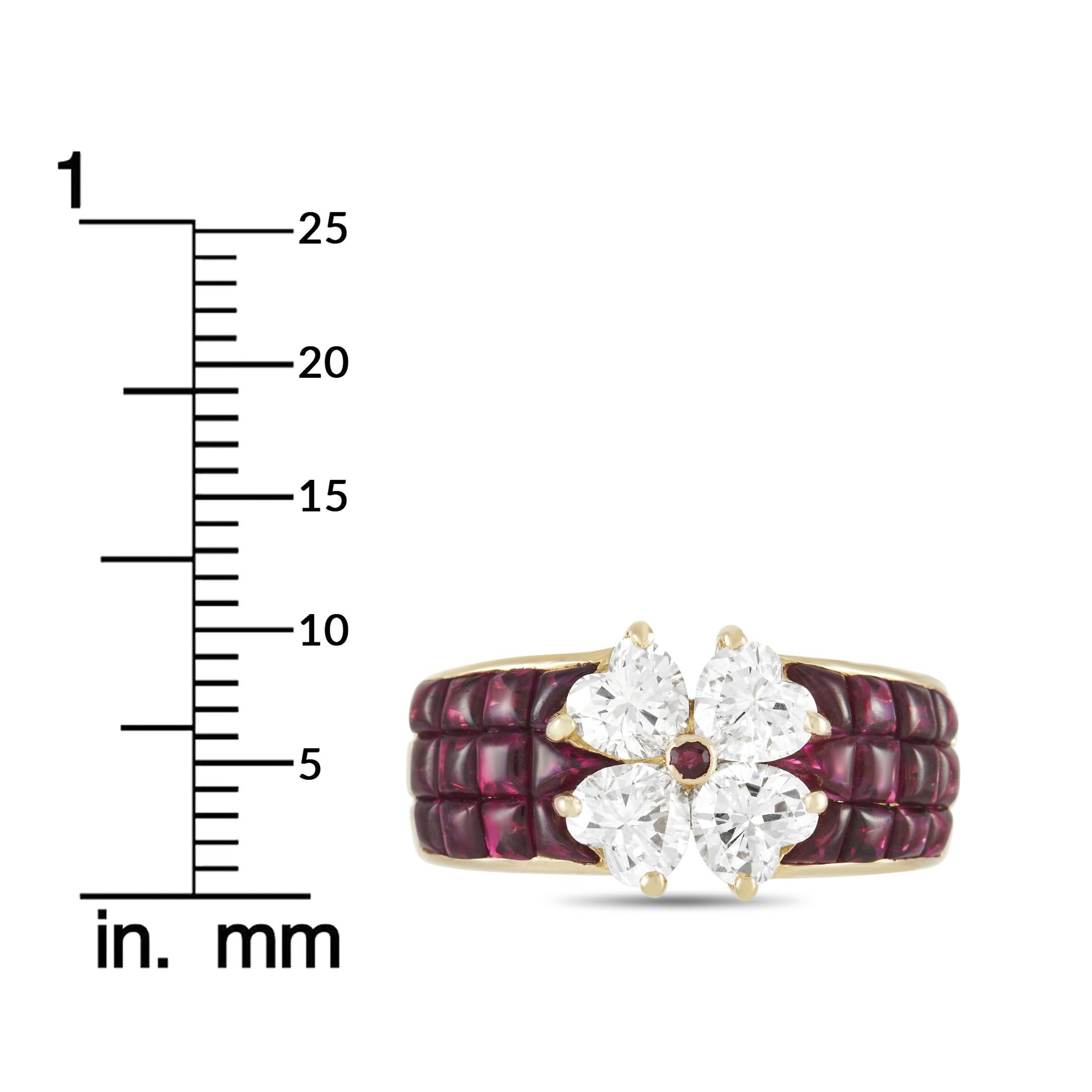 Van Cleef & Arpels Mystery 18k Yellow Gold 2.00 Ct Diamond and Ruby Ring 1