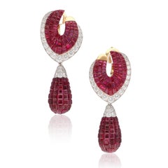 VAN CLEEF & ARPELS Mystery-Set Detachable Ruby, Diamond Earrings