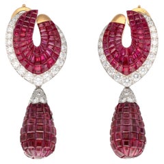 VAN CLEEF & ARPELS Mystery-Set Detachable Ruby, Diamond Earrings
