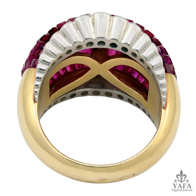 Van Cleef & Arpels Mystery Ruby Diamond French Cocktail Ring Sz 4