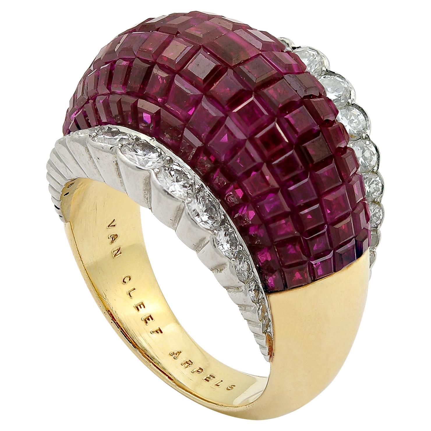 Van Cleef & Arpels Mystery-Set Rubin, Diamant Dome Ring